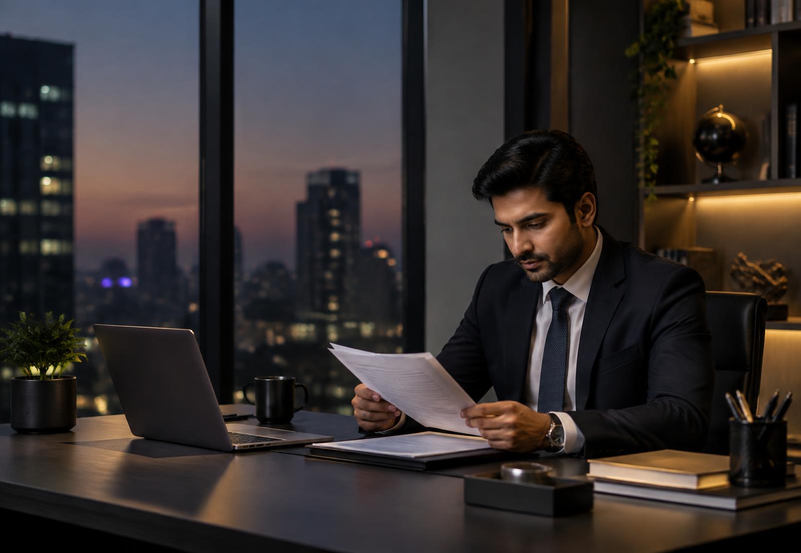 Finance professional reviewing monthly accounts